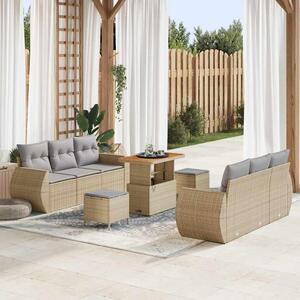 Maison Exclusive - Záhradný nábytok s vankúmi s úloným priestorom 9 ks Béový Poly-rattan