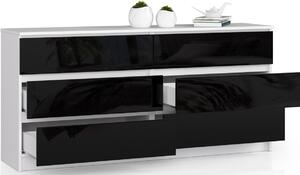 Ak furniture Komoda Rollo V 160,4 cm biela/čierna lesklá