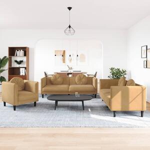 Maison Exclusive – 3-dielna sedacia súprava s vankúšmi, hnedý zamat