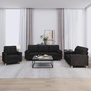 Maison Exclusive – 3-dielna sedacia súprava s vankúšmi, čierna látka