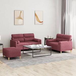 Maison Exclusive – 3-dielna sedacia súprava s vankúšmi, vínovočervená látka