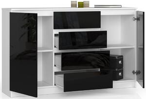 Ak furniture Komoda Tove K 160,4 cm biela/čierna lesklá