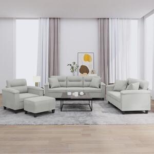 Maison Exclusive – 4-dielna sedacia súprava s vankúšmi, svetlosivá mikrovlákna