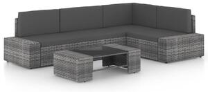 Maison Exclusive – 5-dielna záhradná súprava s vankúšmi, sivá, polyratan