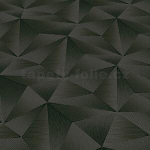 Vliesové tapety na stenu IMPOL Spotlight 3 10106-15, rozmer 10,05 m x 0,53 m, ihlany 3D čierne s metalickými odleskami, ERISMANN