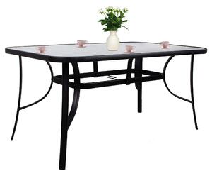 PreHouse Záhradný stôl 150cm: kov + sklo, čierny