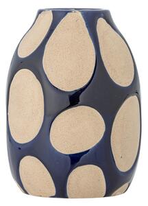 Tmavomodrá/krémová kameninová váza (výška 20 cm) Bashir – Bloomingville