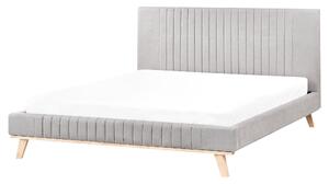 Posteľ svetlosivá 160 x 200 cm čalúnený ženilkový rám postele vysoké prešívané čelo spálňa