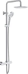 Sprchový systém Rainsworth s termostatom, okrúhla dažďová sprcha 25 cm z nehrdzavejúcej ocele, 3 režimy prúdu, sprchová súprava 92-126 cm, chróm