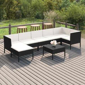 Maison Exclusive – 8-dielna záhradná súprava s poduškami z polyratanu, čierna