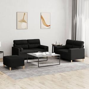 Maison Exclusive – 3-dielna sedacia súprava s vankúšmi, čierna látka
