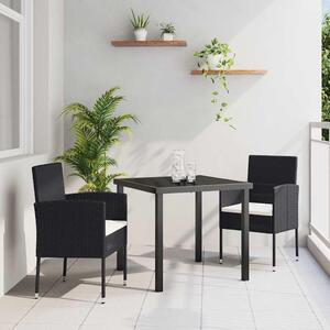 Maison Exclusive – Záhradná jedálenská súprava, 3 kusy, čierna, umelý ratan