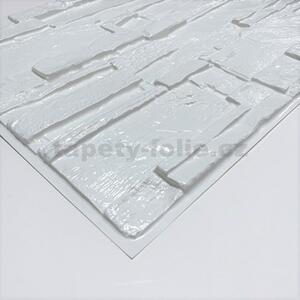 Obkladové panely 3D PVC 14, cena za kus, rozmer 440 x 580 mm, ukladaný kameň biely, IMPOL TRADE