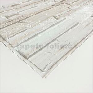 Obkladové panely 3D PVC 15, cena za kus, rozmer 440 x 580 mm, ukladaný kameň krémový, IMPOL TRADE