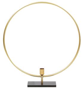 Svietnik čierna zlatá kov 45 cm okrúhly geometrický tvar na 1 sviečku moderný glamour štýl doplnky dekorácie