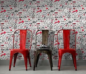 Vliesové tapety na stenu Sweet and Cool 10163-10, rozmer 10,05 m x 0,53 m, Hashtag červeno-sivé, ERISMANN