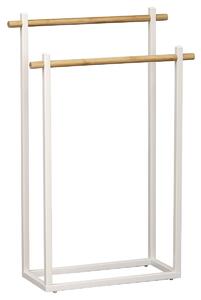 Stojan na uteráky White Bamboo 1, biela/s drevenými prvkami