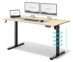 SENSE7 Nojo Výkovo nastavitený stôl 140x70 cm Elektrický Svetlohnedý ierny Herný stôl Poítaový stôl Stojací stôl Funkcia pamäte XXL PC
