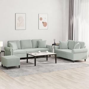 Maison Exclusive – 3-dielna sedacia súprava s vankúšmi, svetlosivý zamat