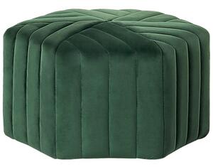 Taburet zelený zamatový 29 x 53 x 48 cm čalúnený šesťhranný podnožka taburetka glamour