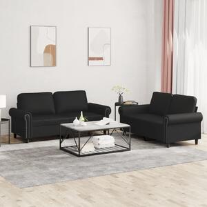 Maison Exclusive – 2-dielna sedacia súprava s vankúšmi, čierna umelá koža