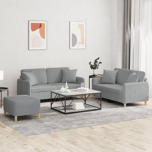 Maison Exclusive – 3-dielna sedacia súprava s vankúšmi, svetlosivá látka
