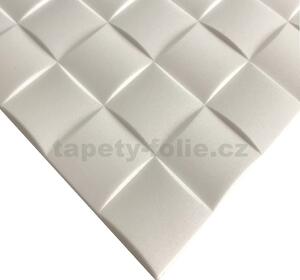 Stropné panely 3D XPS 0020, cena za kus, rozmer 50 cm x 50 cm, kocka biela, IMPOL TRADE