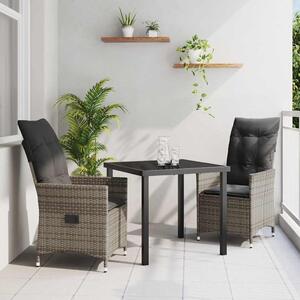 Maison Exclusive – Záhradná jedálenská súprava, 3 kusy, sivý polyratan