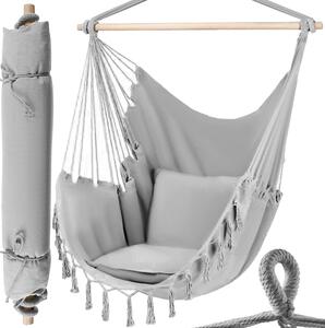 Závesné kreslo Závesné kreslo 97x130cm Hojdacia sieť Interiér Exteriér do 120 kg 20937, Farba:sivo-sivá