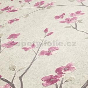 Vliesové tapety na stenu IMPOL Metropolitan Stories 37912-1, rozmer 10,05 m x 0,53 m, ružové sakury na béžovom podklade, A.S.Création
