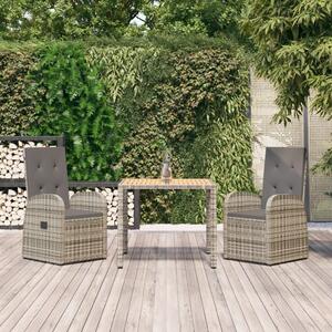 Maison Exclusive – 3-dielna záhradná jedálenská súprava s vankúšmi, sivá, polyratan