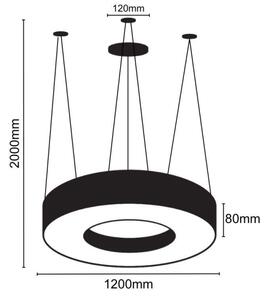 LED Luster na lanku LED/60W/230V 4000K pr. 120 cm čierna