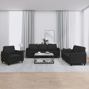 Maison Exclusive – 3-dielna sedacia súprava s vankúšmi, čierna umelá koža