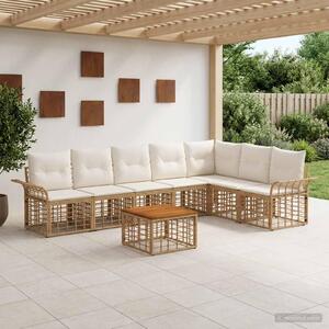 Maison Exclusive – Vonkajšia sedacia súprava, 8 kusov. Prírodný, krémovo biely polyester