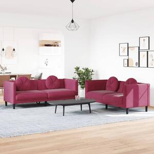 Maison Exclusive – 2-dielna sedacia súprava s vankúšmi z vínovočerveného zamatu