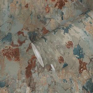 Vliesové tapety na stenu IMPOL Metropolitan Stories 37954-1, rozmer 10,05 m x 0,53 m, omietka s patinou modro-hrdzavou, A.S.Création