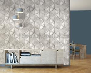 Vliesové tapety na stenu IMPOL Onyx M34900, rozmer 10,05 m x 0,53 m, 3D hexagony svetlo sivo-hnedé, UGÉPA
