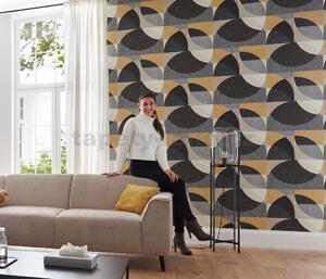 Vliesové tapety na stenu ERISMANN Elle Decoration 10150-15, rozmer 10,05 m x 0,53 m, geometrický vzor okrovo-sivý, ERISMANN