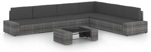 Maison Exclusive – 7-dielna záhradná súprava s vankúšmi, sivá, polyratan