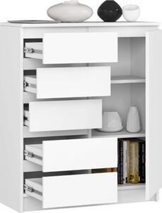 BDW - Komoda s 5 zásuvkami, obývacia izba, predsieň 80x97x35, biela