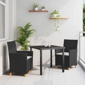 Maison Exclusive – Záhradná jedálenská súprava, 3 kusy, čierna, umelý ratan