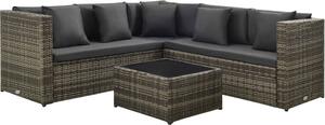 Maison Exclusive – 4-dielna záhradná súprava s poduškami Poly Rattan Grey