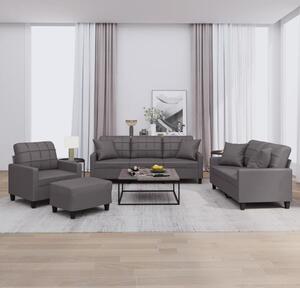 Maison Exclusive – 4-dielna sedacia súprava s vankúšmi, sivá umelá koža