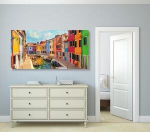 Obraz pastelové domčeky v mestečku - 100x50