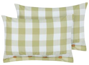 Sada 2 dekoratívnych vankúšov zelená tkanina 40 x 60 cm károvaný vzor štýl chaty textil doplnky