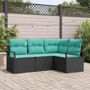 Maison Exclusive – Sedacia súprava, 4 kusy, čierna [syntetický materiál]: Polyratan