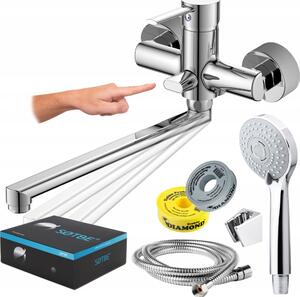 Nástenné batérie do vane so sklopným výtokom, sprchová súprava, LONG FAUCET