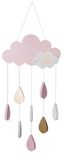 Detská drevená dekorácia na stenu Pink Cloud 24x58 cm