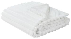 Prikrývka biela polyester umelá kožušina 150 x 200 cm mäkká huňatá obývačka spálňa