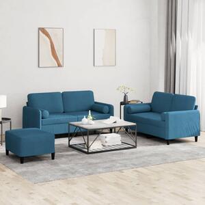 Maison Exclusive – 3-dielna sedacia súprava s vankúšmi, modrý zamat